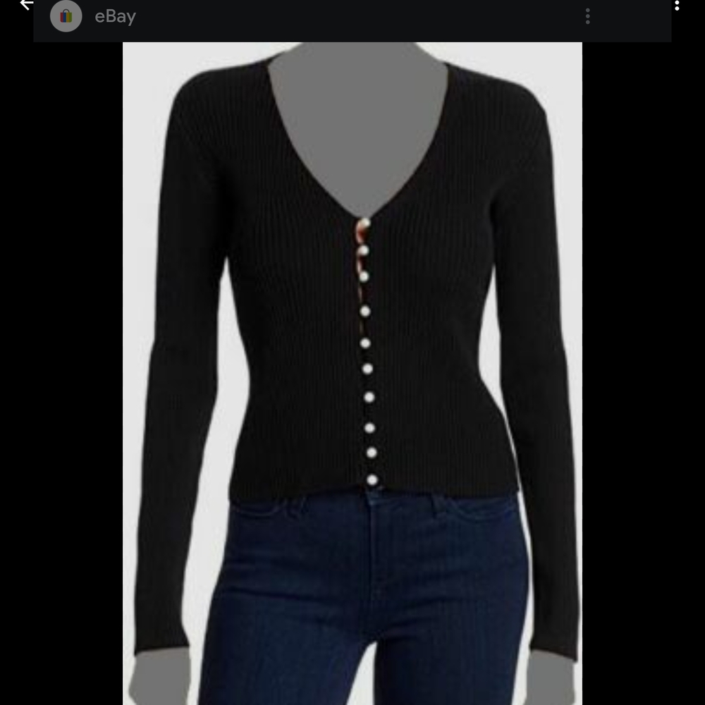 Line & Dot Black Ribbed Long Sleeve Top